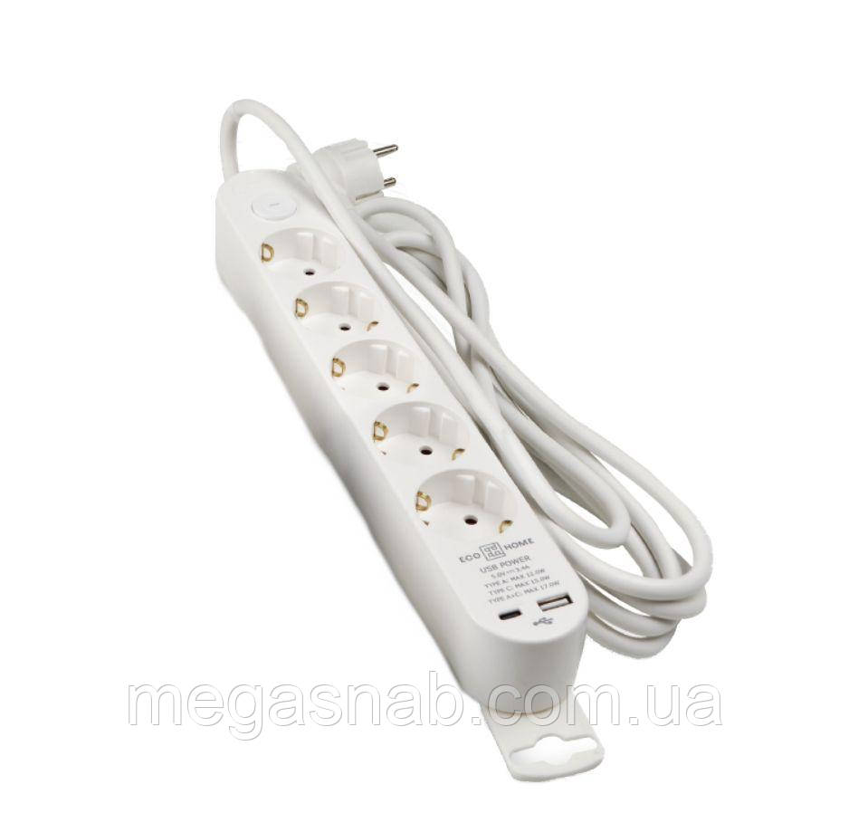 5/2м з з/к, USB + Type C, білий АСКО Ornat