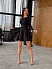 Чорна стримана приталена мінімалістична міні сукня з креп-дайвінгу з пишною спідницею, що летить, фото 4