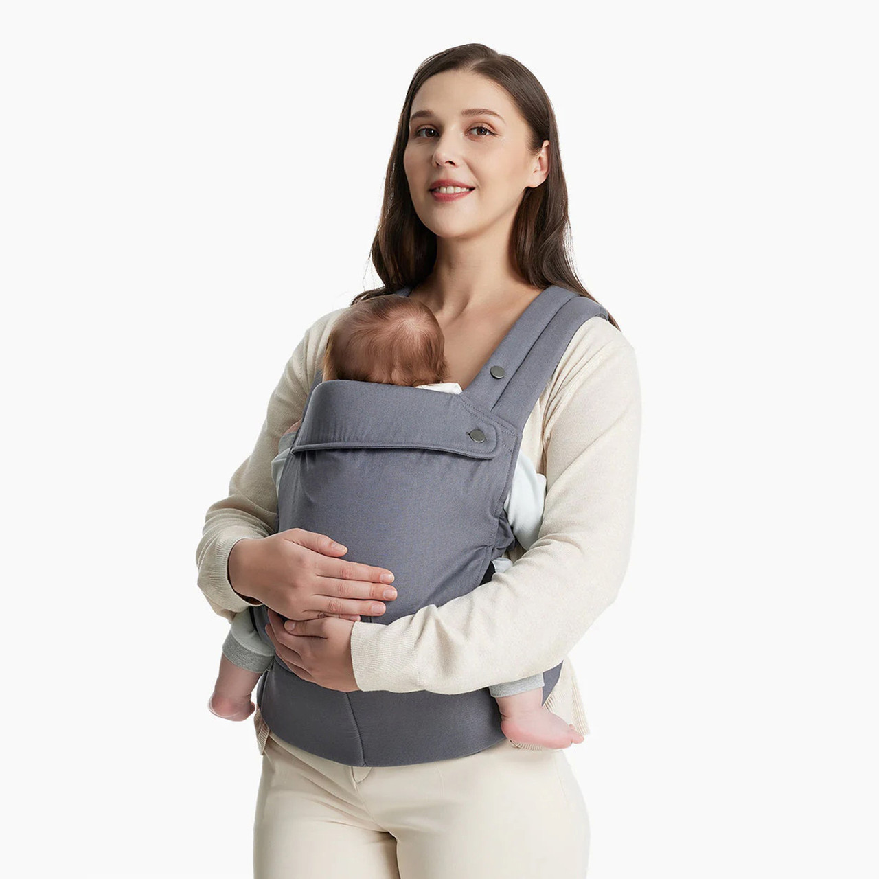Слінг рюкзак ергономічний для новонароджених перенесення кенгуру хіпсит для прогулянки та подорожей з немовлям сірий