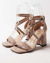 Босоніжки на підборах Aifоrmaria 42352179 бежеві замша, фото 3