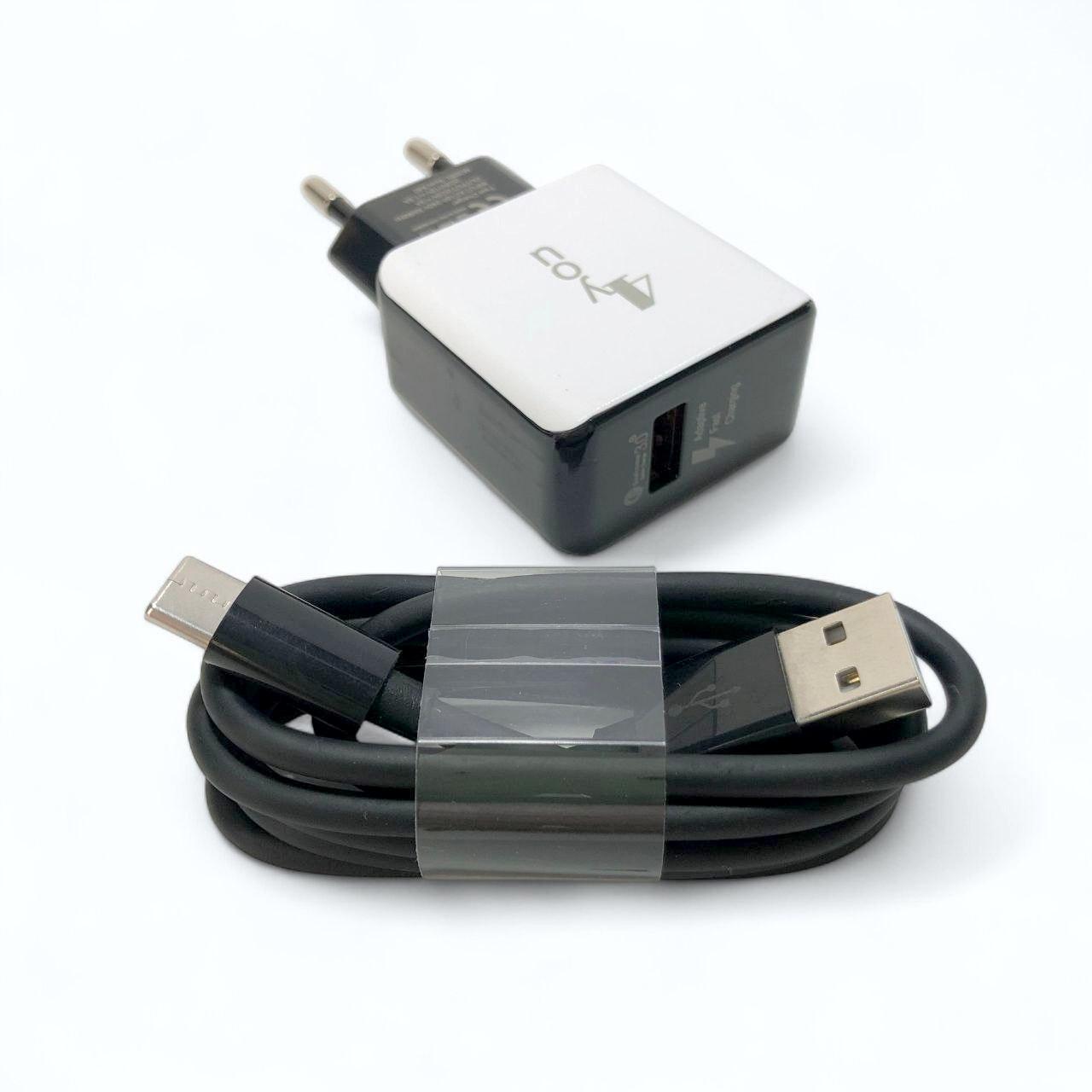 Зарядний пристрій USB 4you A40 (18W, Fast Charger QC 3.0) Black/White+Type C 3A
