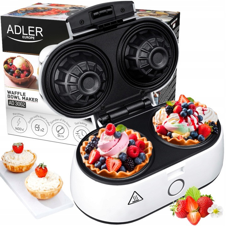 Вафельниця Adler AD 3062 — 1400 Вт, 2 чаші, антипригарне покриття, фото 1