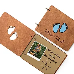 Крафтбук "Ніжки" з темною дерев’яною обкладинкою і коричневими сторінками