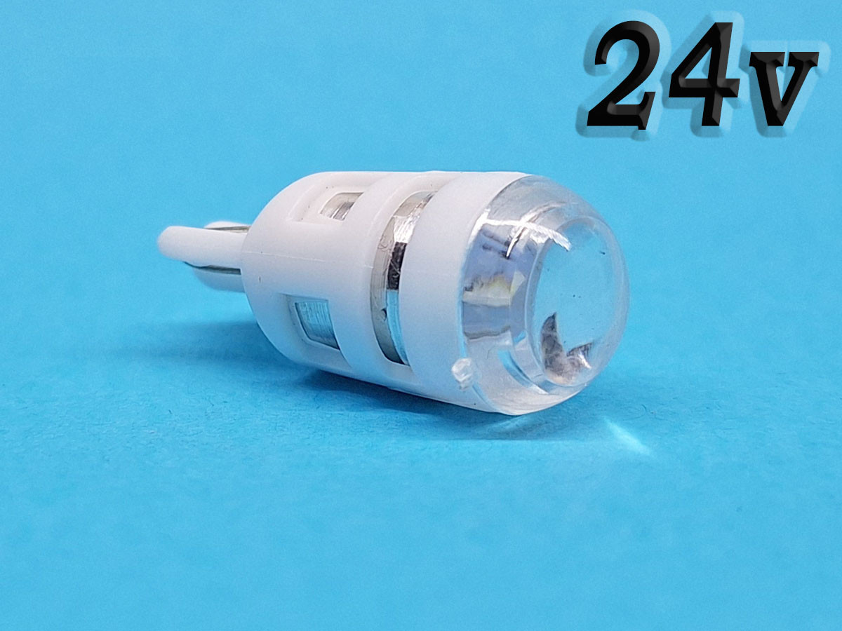Світлодіодна лампа T10 W2,1x9,5d 1 SMD 2835 OSRAM 24V WHITE з прозорою лінзою