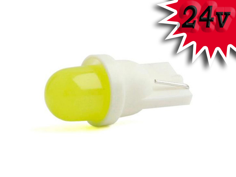 Світлодіодна автомобільна лампа T10 W2, 1x9, 5d COB 24V 2W WHITE пластиковий цоколь