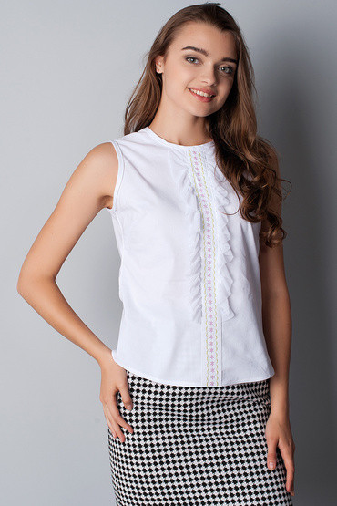 Біла блуза-топ із вишивкою, фото 1