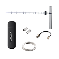 Комплект 4G USB модем Anteniti E3372 4G антена на 21 дБі з кабелем і перехідником (швидкість до 150 Мбіт/с)
