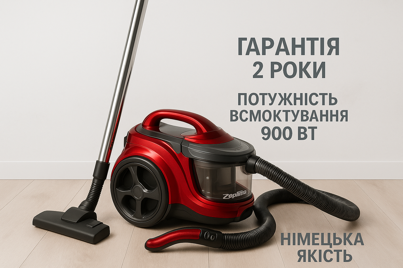 Пилосос контейнерний Zepline 4000 Вт 4 л з регулятором швидкості без мішка червоний, фото 1