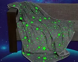 Дитячий плед-покривало Magic Blanket 150x200 зірки, світиться у темряві, м'який велсофт