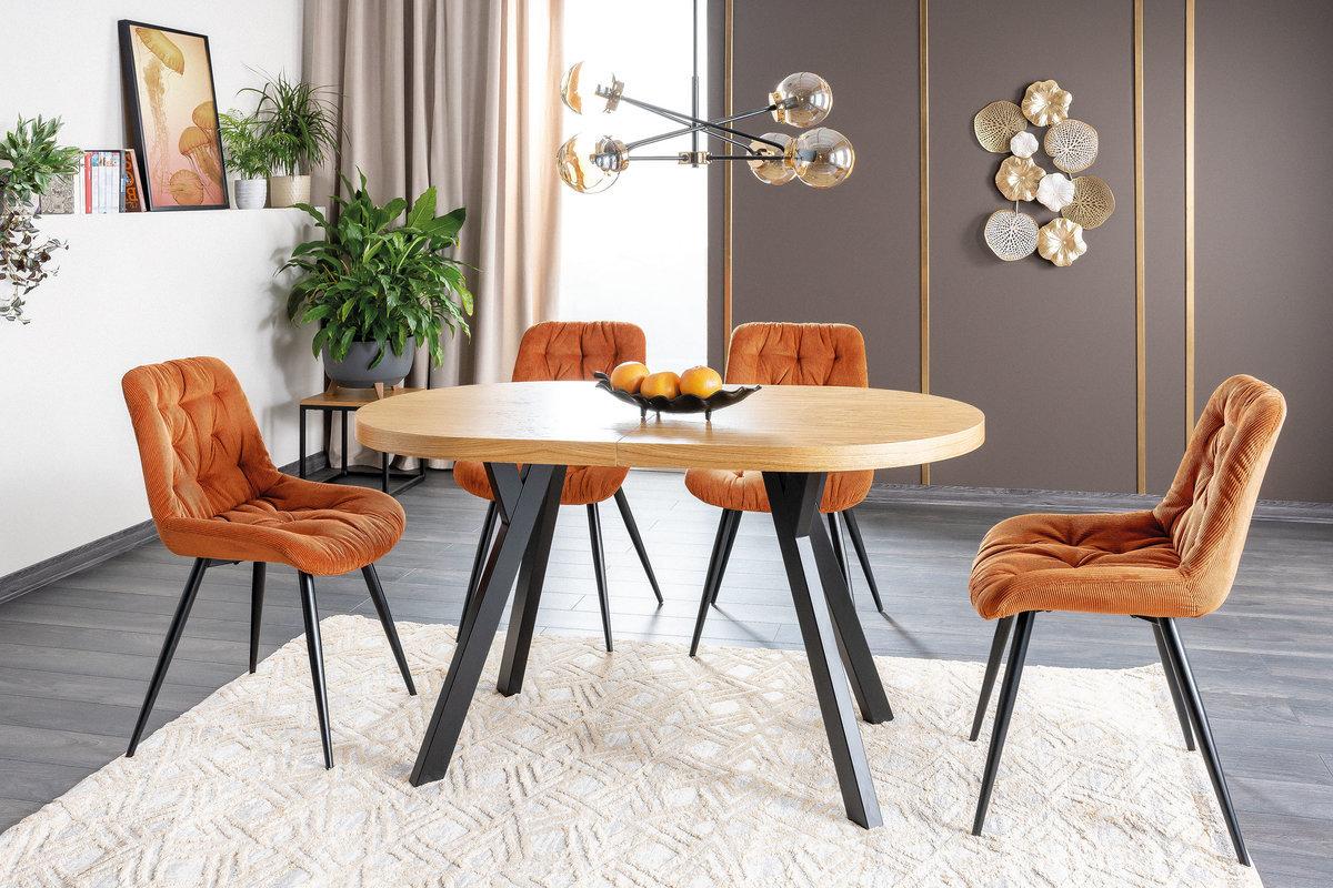 Стіл DOMINGO II шпон натуральний дуб / чорний 140(272)X80, фото 1