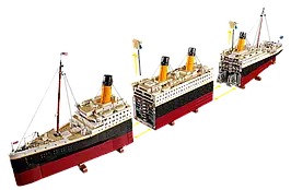 Блоковий конструктор Титанік 9090PCS, масштаб 1.15м, детальна модель з інтер'єром, 3 сегменти