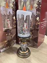 LED свічка Дід Мороз з ефектом снігопаду, 25 см, живлення USB/батарейки, декор для свят