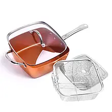 Сковорідка-фритюрниця Square PAN Ampowar 24см, антипригарна, стійка до подряпин, для плит і духовки