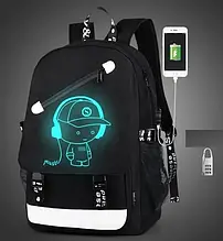 Рюкзак Senkey & Style Music з USB, що світиться в темряві, із захистом для ноутбука і м'якими лямками