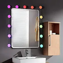 RGB LED Підсвічування для дзеркала з регулюванням яскравості, 10 ламп, пульт, живлення USB