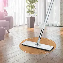 Швабра Spin Mop 360 з віджимом, телескопічна, 2 насадки з мікрофібри, гігієнічне прибирання