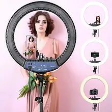 Кільцева LED лампа RL-18 45см з пультом, штативом, тримач для 3 телефонів, регульоване світло