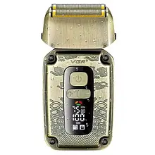 Акумуляторна електробритва VGR V-337 Gold для сухого та вологого гоління, 2 голівки, LED-дисплей