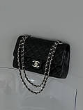 Сумка жіноча клатч через плече Classic Double Flap Bag PREMIUM Шанель чорний срібло, фото 3