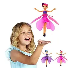 Літаюча лялька фея Flying Fairy з сенсорами, моторчиком та USB зарядкою, 20 см, рожевий