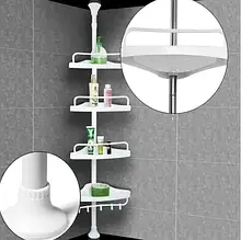 Металева кутова полиця для ванної Multi Corner Shelf, регульована штанга до 260см, 4 яруси
