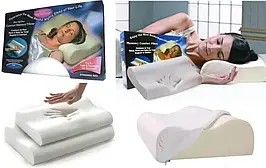 Ортопедична Подушка Memory Foam, Анатомічна з Ефектом Пам'яті для Здорового Сну 50x29x10/7cm