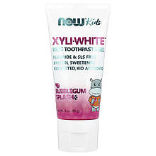 Зубний гель дитячий, Kids Toothpaste Gel, Now Foods, Solutions, жувальна гумка, 85 г