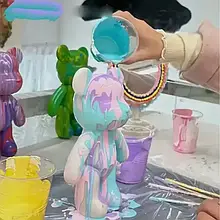 Флюїдний ведмедик DIY 23см з фарбами H&B, набір для творчості зроби сам, подарунок у мішечку