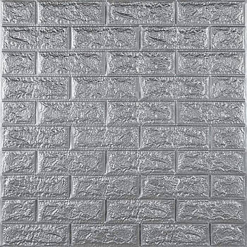 3D панель самоклеюча цегла Срібло 700х770х7мм (017-7) SW-00000059