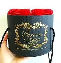 Подарунковий набір троянд Forever I Love You, букет в капелюшній коробці, ручна робота, 19х19 см