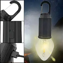 Лампочка для кемпінгу з акумулятором, 3 режими, водонепроникна, USB зарядка, карабін, 5 годин роботи