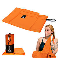 Дорожній спортивний рушник Love You з мікрофібри з чохлом Помаранчевий 70х140