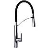 Змішувач для кухні латунний з гнучким гусом TOPAZ BARTS TB 8817-H18 Чорний-Хром, фото 4