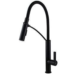 Змішувач для кухні латунний з гнучким гусаком на пружині TOPAZ SARDINIA TS 8818-BL Чорний матовий