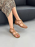 Босоніжки жіночі шкіряні карамельного кольору, фото 3