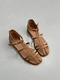 Босоніжки жіночі шкіряні карамельного кольору, фото 8