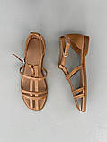 Босоніжки жіночі шкіряні карамельного кольору, фото 9