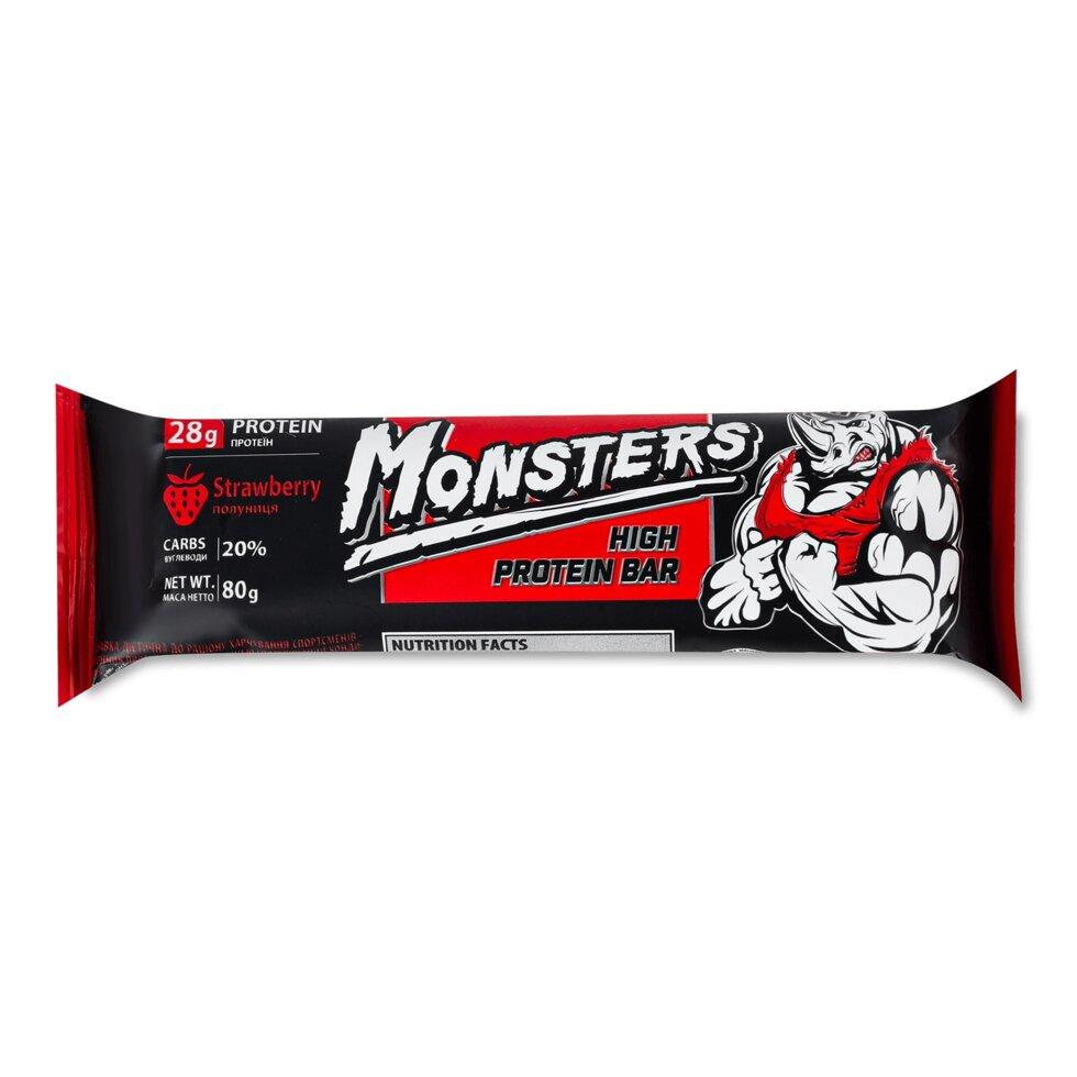 Батончик Monsters протеїновий з полуницею, 80г Код/Артикул 189