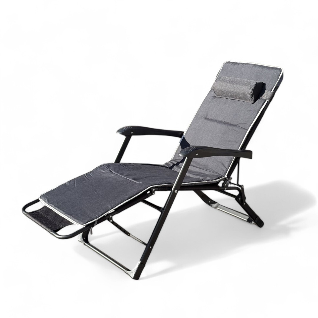 Розкладне крісло ліжко з подушкою LEOBRO Темно-сіре (LB-FCB-G2-BLK)