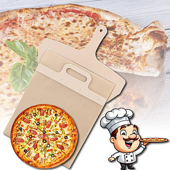 Кухонна розсувна лопатка-дошка 25х25 см з дерев'яною ручкою для піци та тіста