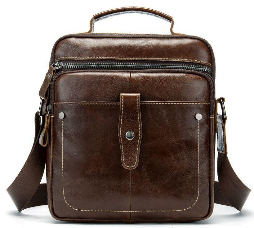 Сумка чоловіча гладка Vintage 14700 Коричнева