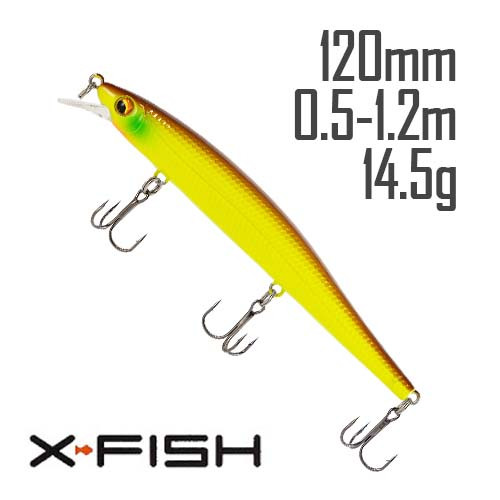 Воблер X-Fish Twitch 120F 120mm 14.5g #004 (0.5-1.2m)