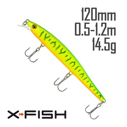 Воблер X-Fish Twitch 120F 120mm 14.5g #050 (0.5-1.2m)