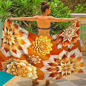 Парео пляжне з 3D принтом Golden Bloom 31046 80х150 см yL.