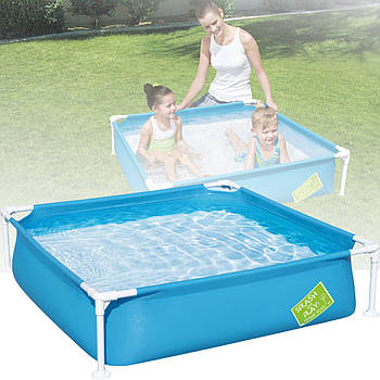 Дитячий каркасний квадратний басейн Bestway 56217 для дачі 122х122х30 см на 365 л блакитний