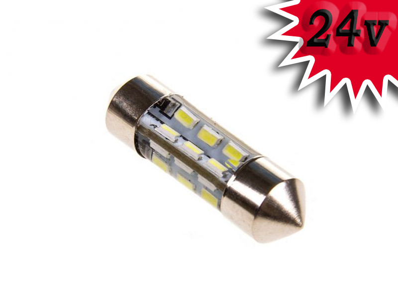 Світлодіодна лампа T11 x 36mm SV8,5 24SMD 3014 24V WHITE у силіконі