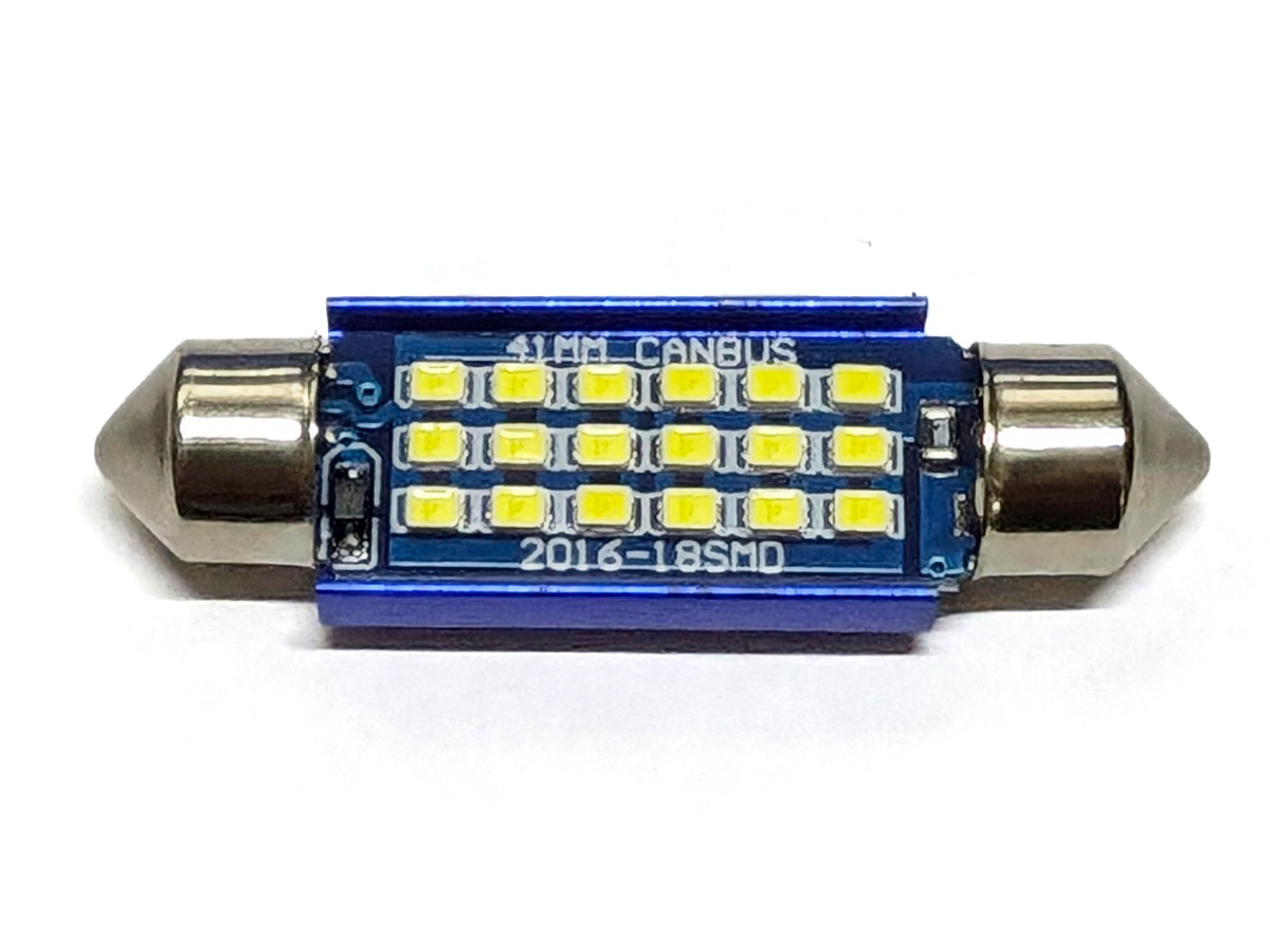 Світлодіодна лампа T11 x 41mm SV8,5 18SMD 1210 12-24V WHITE з обманкою