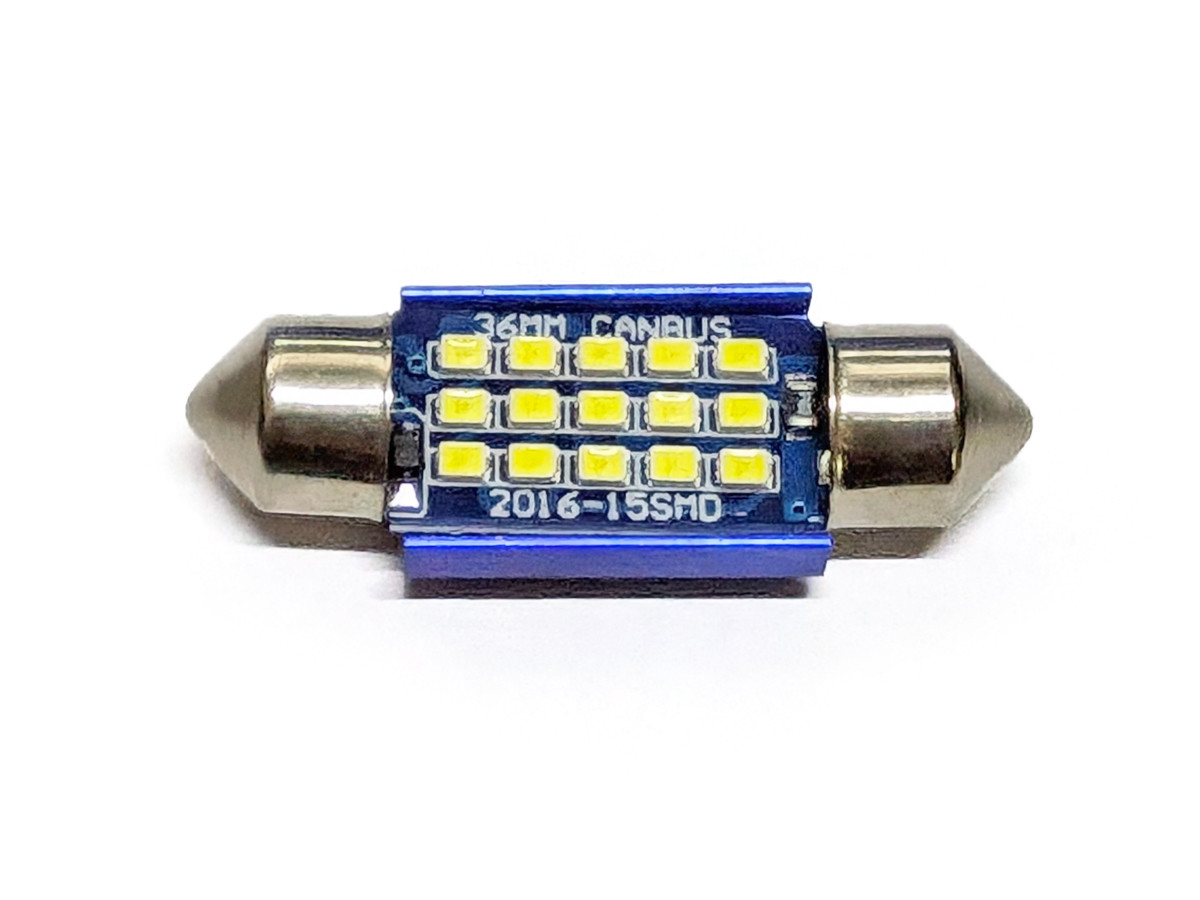 Світлодіодна лампа T11 x 36mm SV8,5 15SMD 1210 12-24V WHITE з обманкою