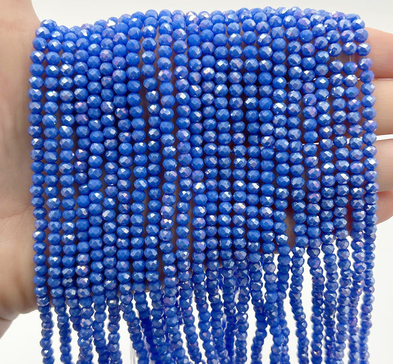 Бусини рондель / 4х3 мм / к-сть: 100-115 шт / Непрозорі / Блакитні, фото 1