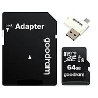 Картка пам'яті MicroSDXC 64 GB UHS-I Class 10 GOODRAM + SD-adapter + OTG Card reader (M1A4-0640R12)